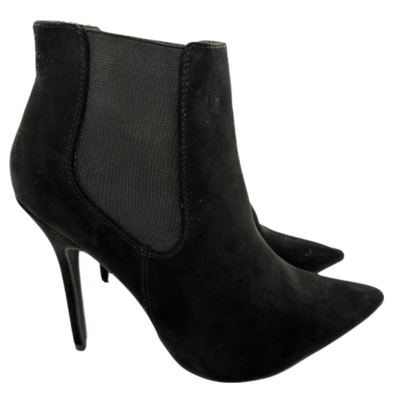 New look womens pointy toe ankle boots size 40 black faux suede stilettos - Picture 1 of 13